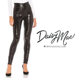 Daisy Mae by Obviously Chic Black Sequin Sparkle Legging Pants - Size Small